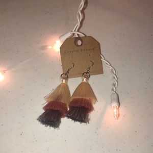 Crystal Avenue tiered tassel earrings NWT